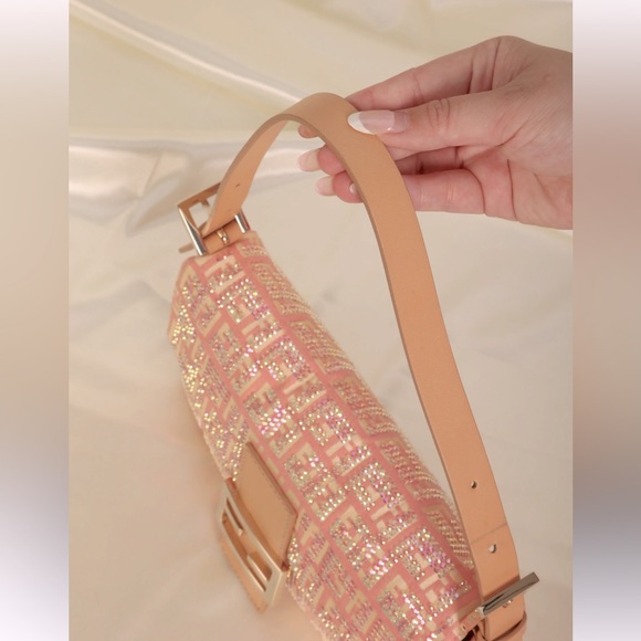 Additional Pics: Authentic Ultra-Rare Fendi Crystal Studded Zucchino Baguette - Picture 10 of 16